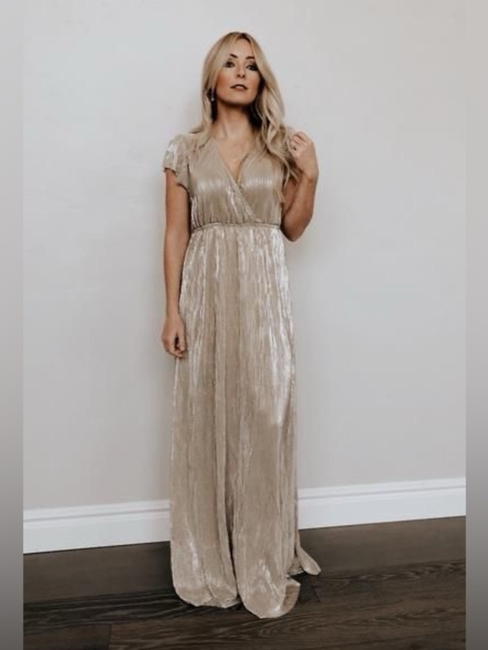 Baltic Born Metallic Champagne Wrap Maxi Dress